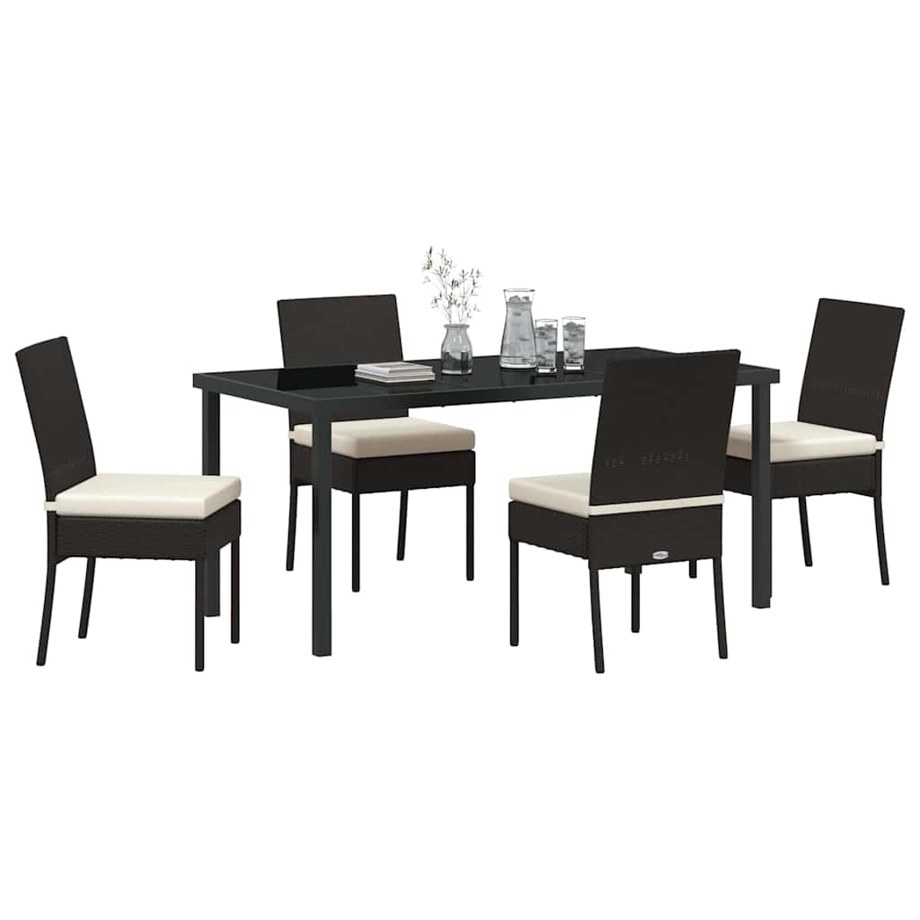 Have Spisebordssæt 5 pcs Sort Poly rattan