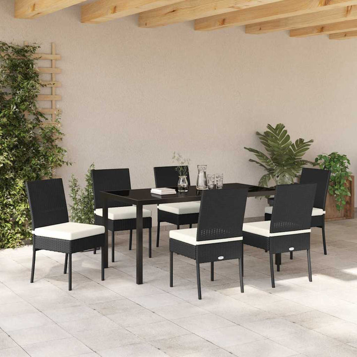 Have Spisebordssæt 7 pcs Sort Poly rattan