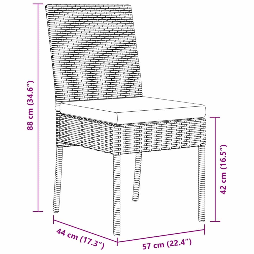 Have Spisebordssæt 3 pcs Grå Poly rattan