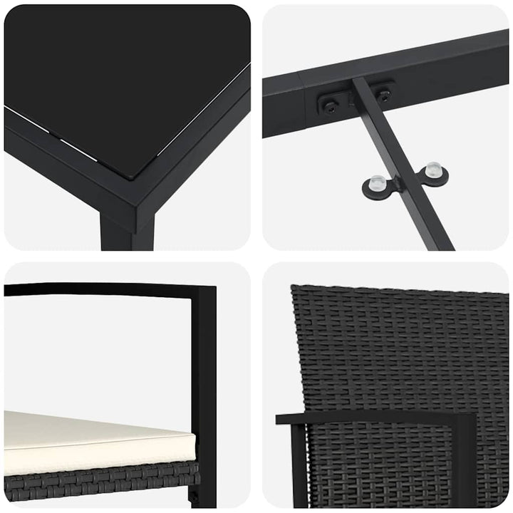 Have Spisebordssæt 3 pcs Sort Poly rattan