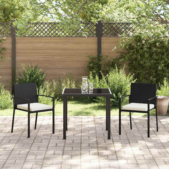 Have Spisebordssæt 3 pcs Sort Poly rattan