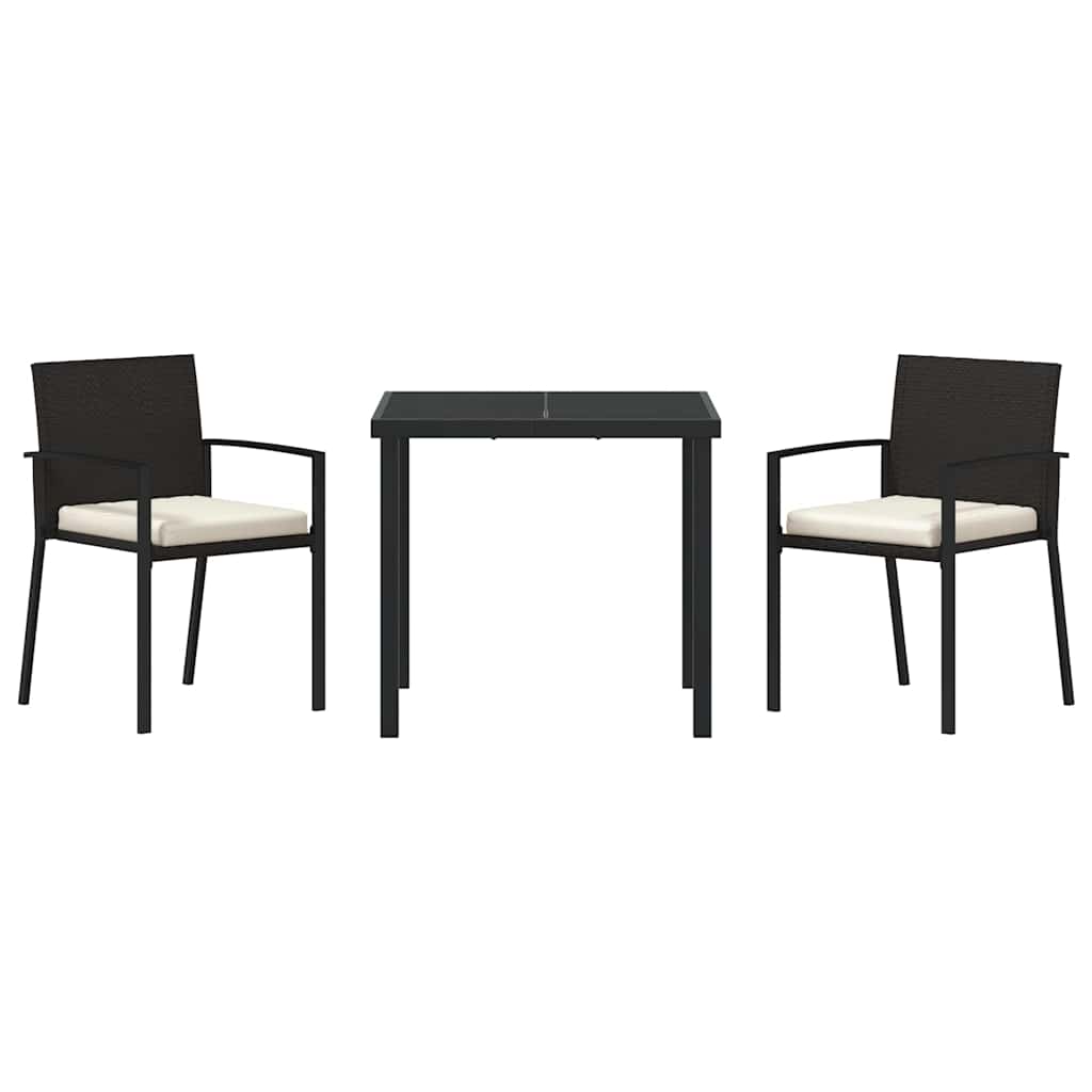 Have Spisebordssæt 3 pcs Sort Poly rattan