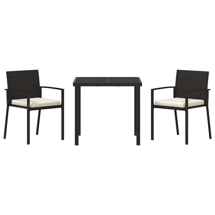 Have Spisebordssæt 3 pcs Sort Poly rattan