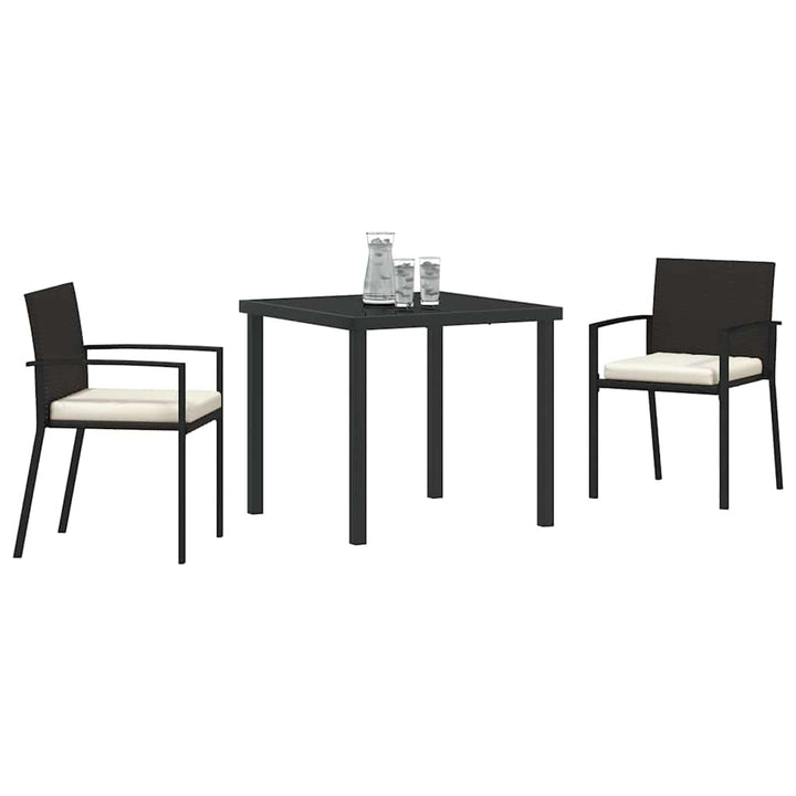 Have Spisebordssæt 3 pcs Sort Poly rattan
