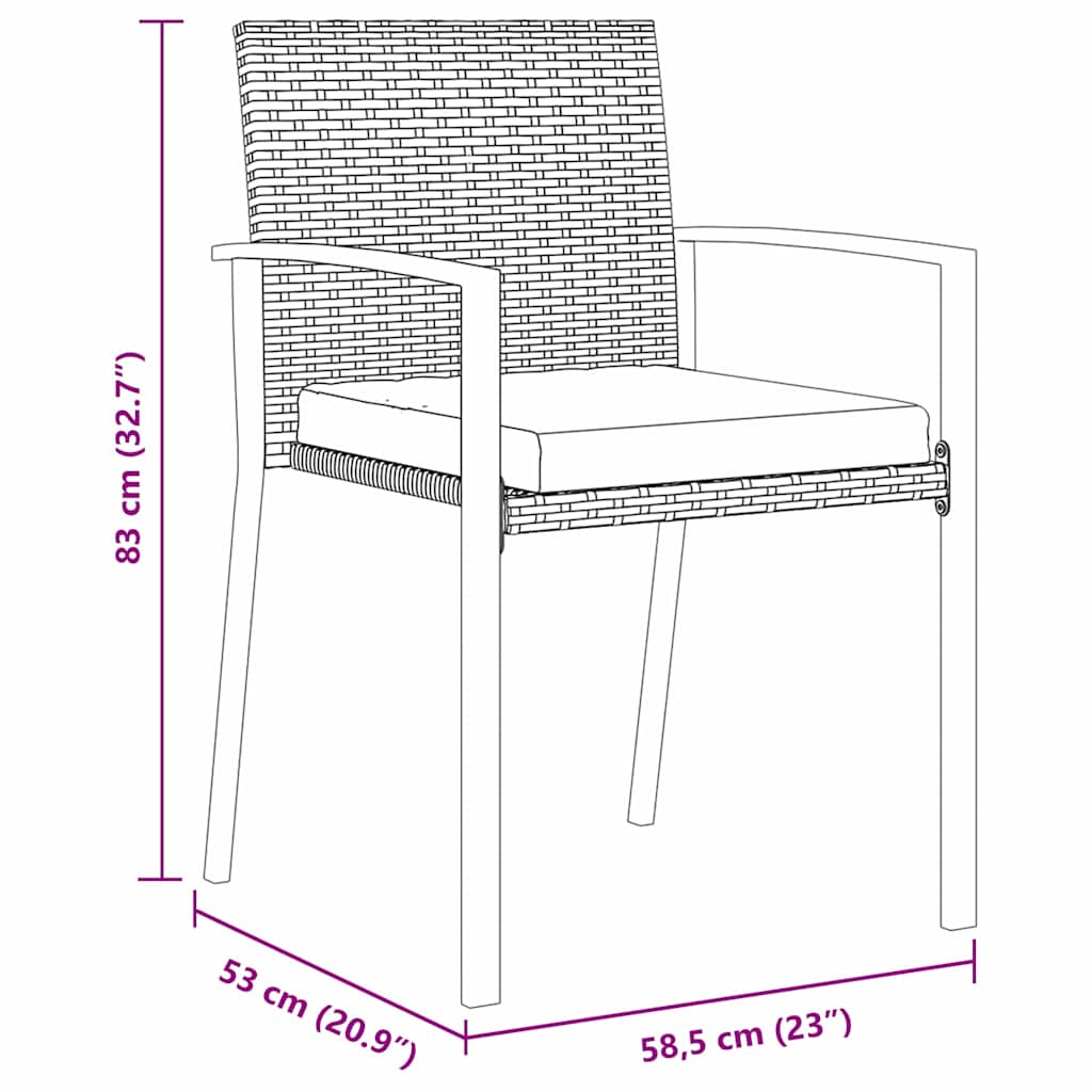 Have Spisebordssæt 3 pcs Sort Poly rattan
