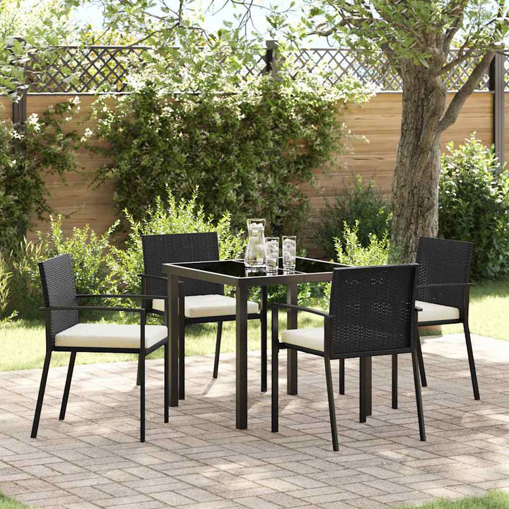Have Spisebordssæt 5 pcs Sort Poly rattan