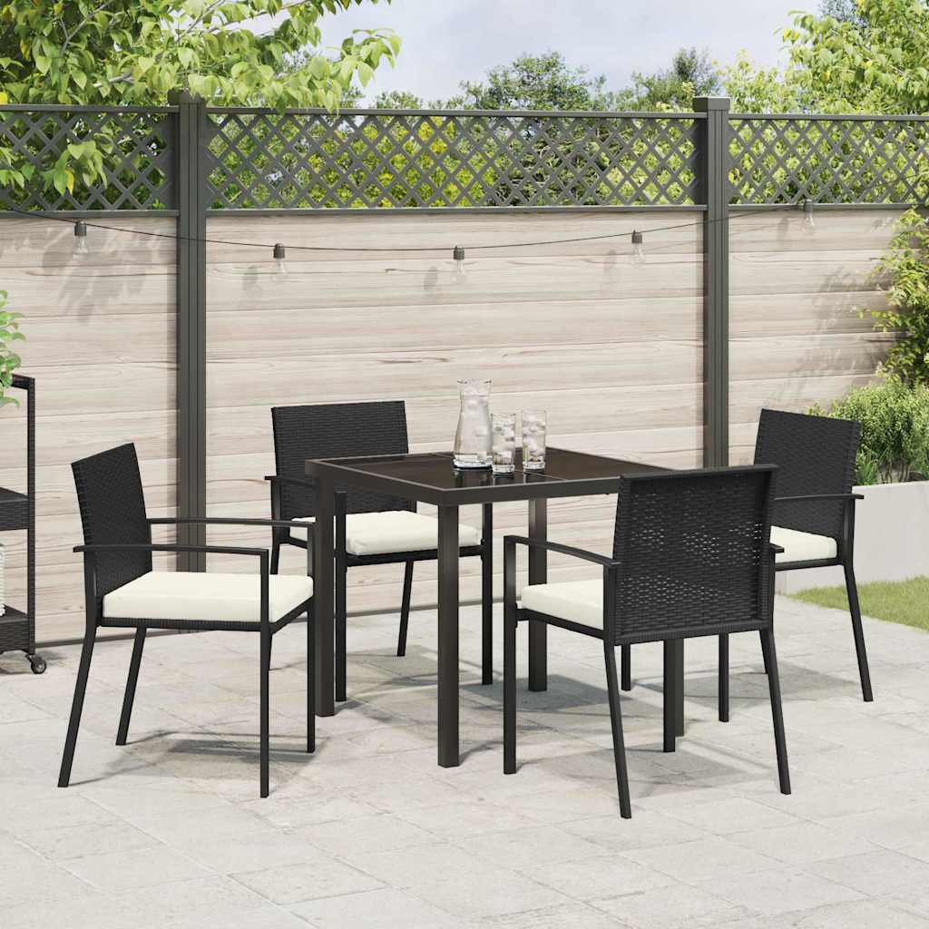 Have Spisebordssæt 5 pcs Sort Poly rattan