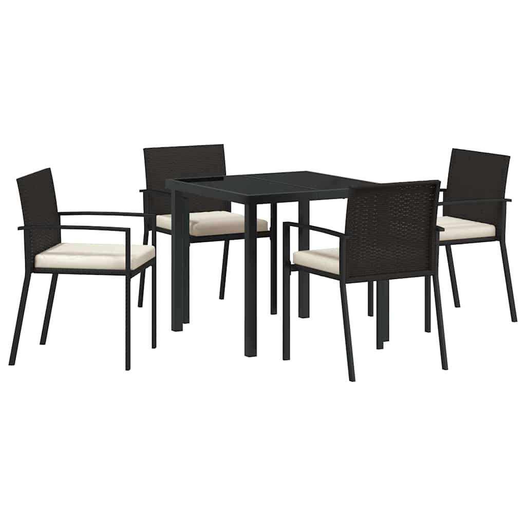 Have Spisebordssæt 5 pcs Sort Poly rattan