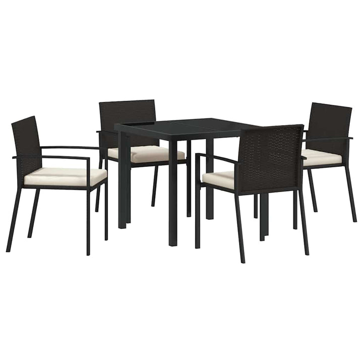 Have Spisebordssæt 5 pcs Sort Poly rattan