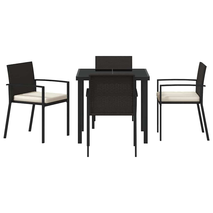 Have Spisebordssæt 5 pcs Sort Poly rattan