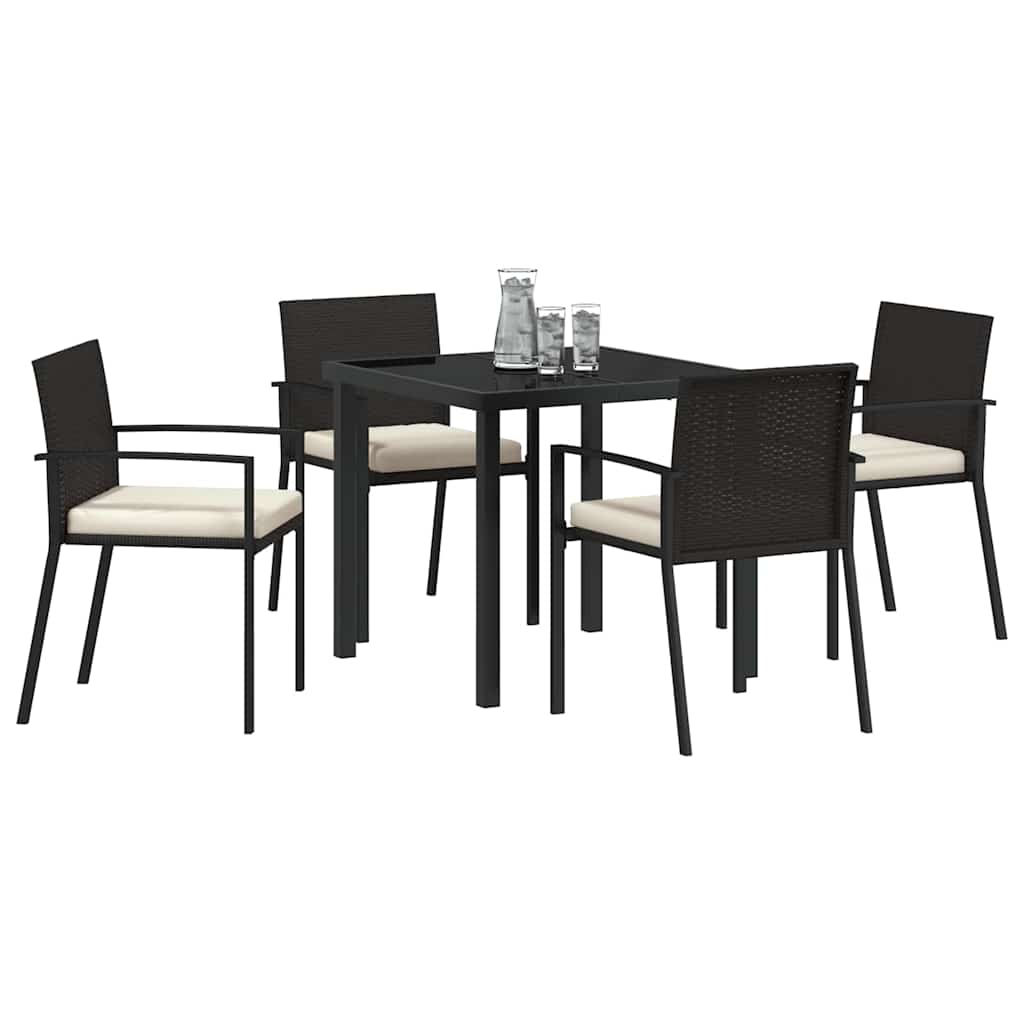 Have Spisebordssæt 5 pcs Sort Poly rattan