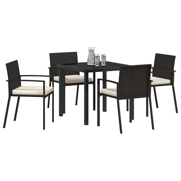Have Spisebordssæt 5 pcs Sort Poly rattan