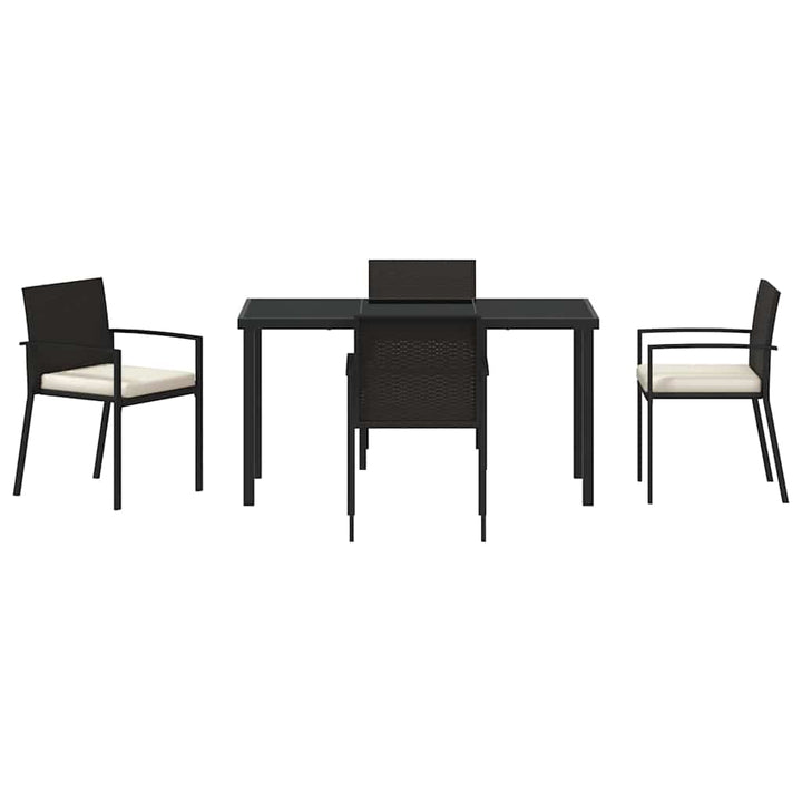 Have Spisebordssæt 5 pcs Sort Poly rattan