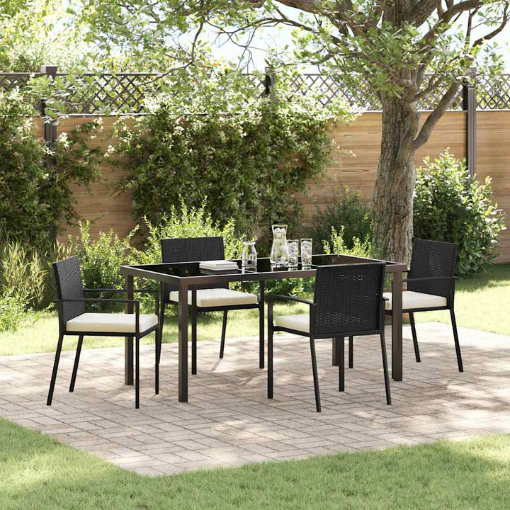 Have Spisebordssæt 5 pcs Sort Poly rattan