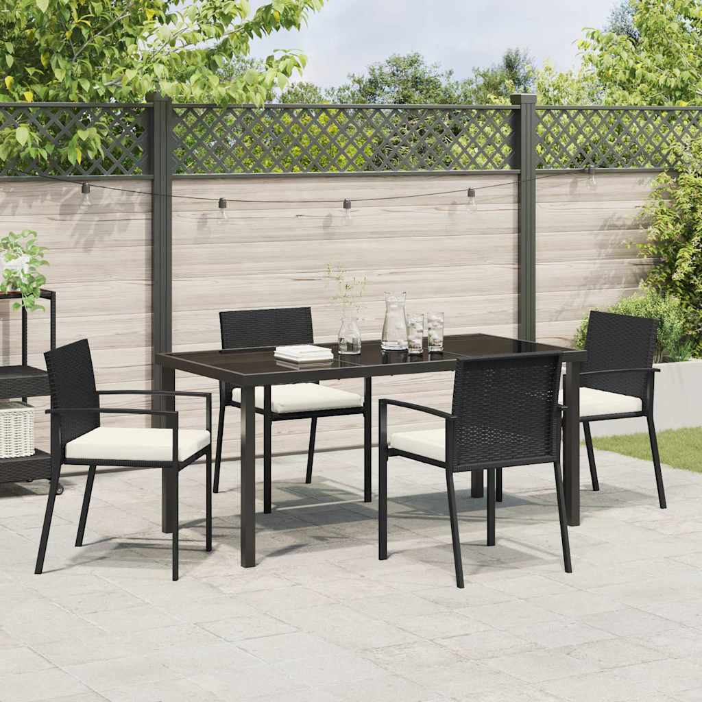 Have Spisebordssæt 5 pcs Sort Poly rattan