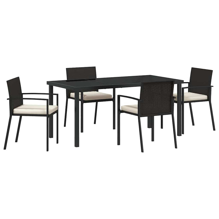 Have Spisebordssæt 5 pcs Sort Poly rattan