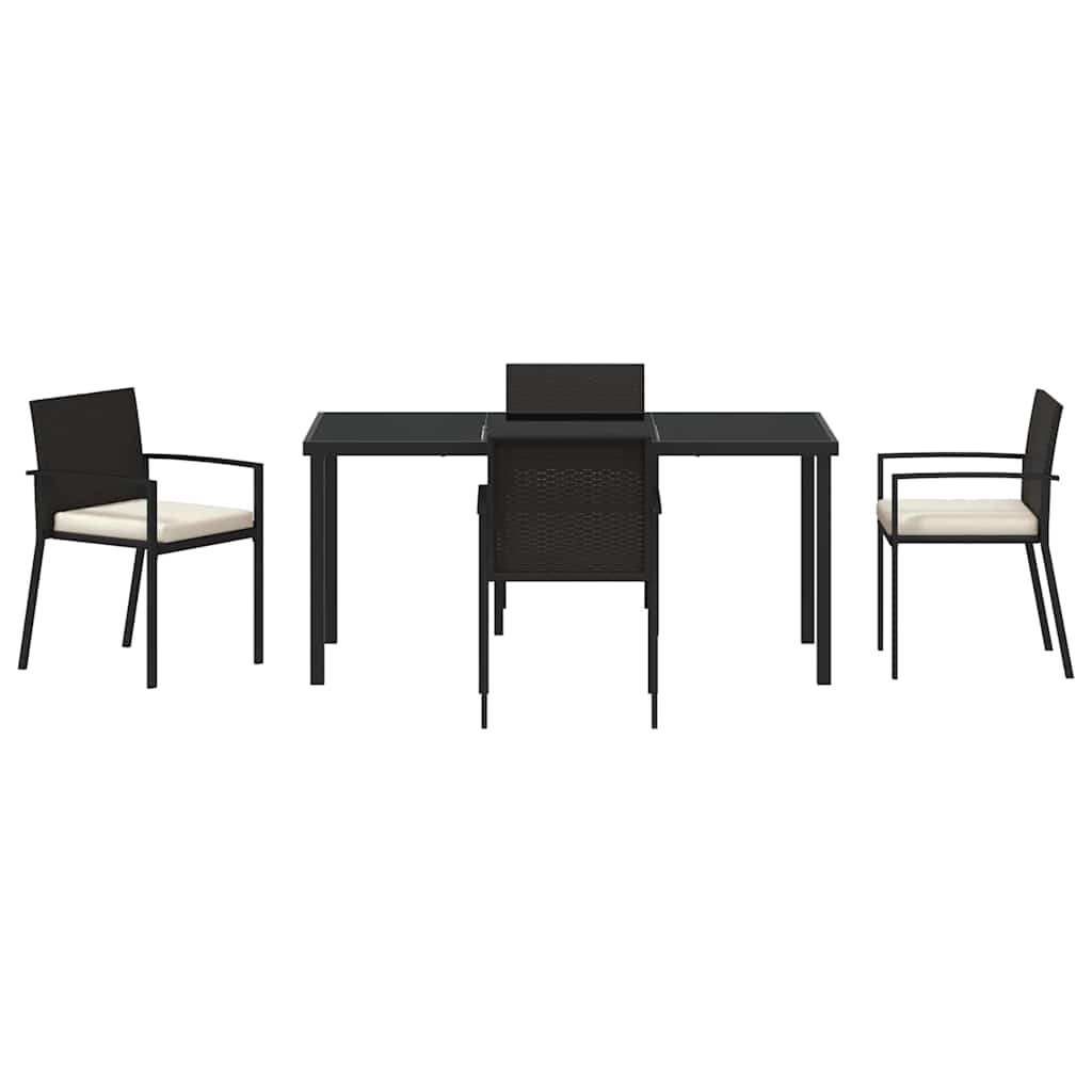 Have Spisebordssæt 5 pcs Sort Poly rattan