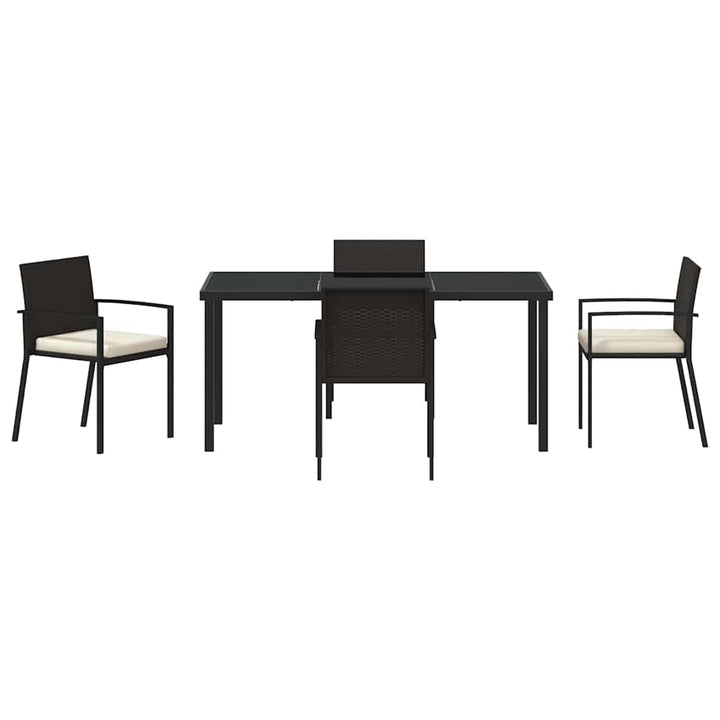 Have Spisebordssæt 5 pcs Sort Poly rattan