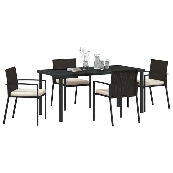 Have Spisebordssæt 5 pcs Sort Poly rattan