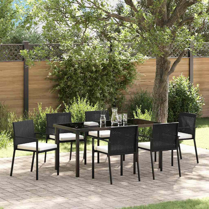 Have Spisebordssæt 7 pcs Sort Poly rattan