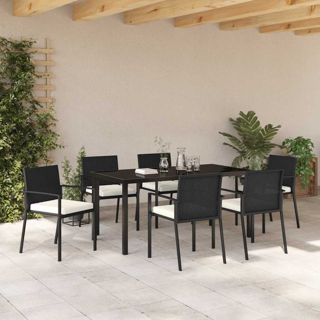 Have Spisebordssæt 7 pcs Sort Poly rattan