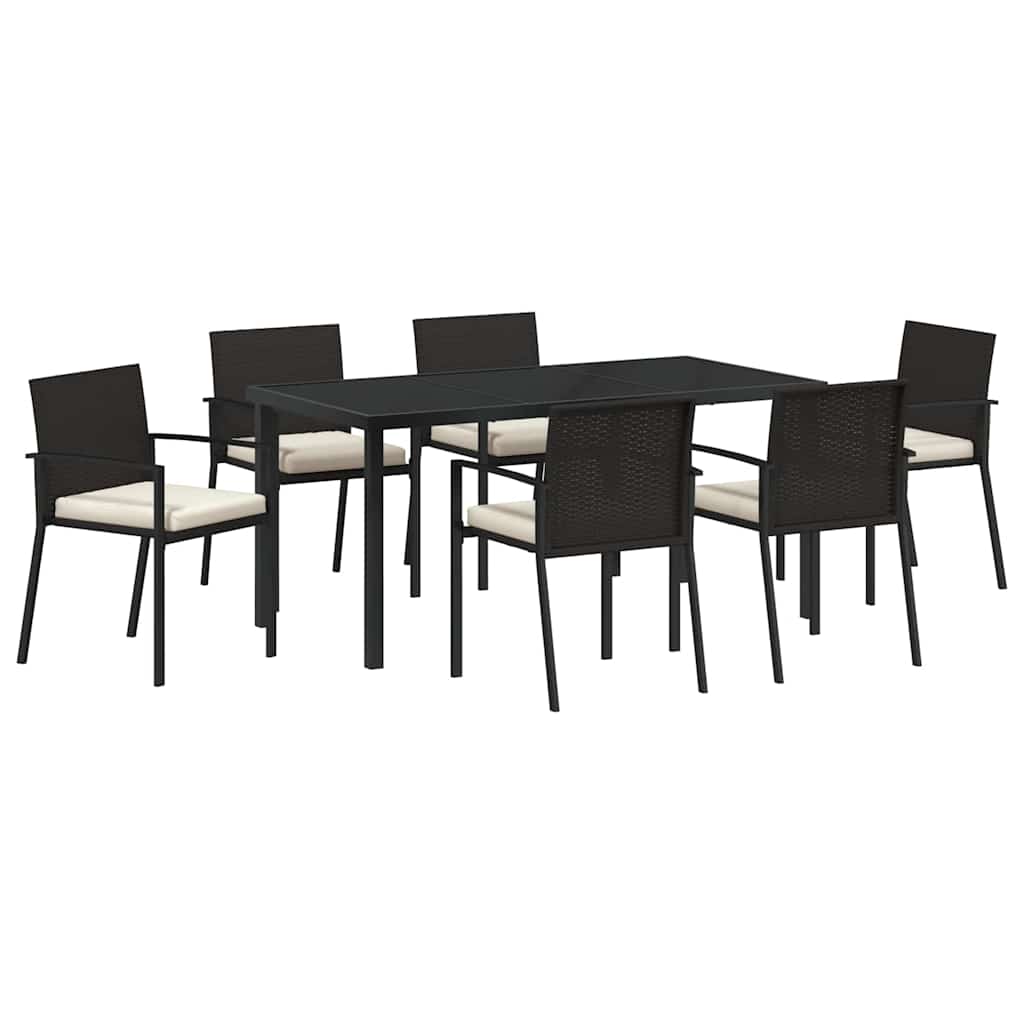 Have Spisebordssæt 7 pcs Sort Poly rattan