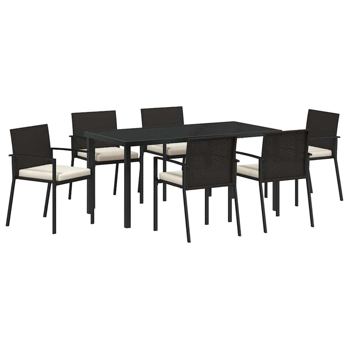 Have Spisebordssæt 7 pcs Sort Poly rattan