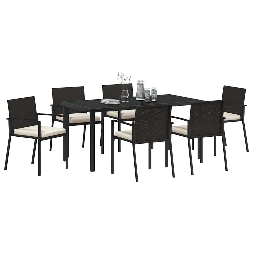 Have Spisebordssæt 7 pcs Sort Poly rattan