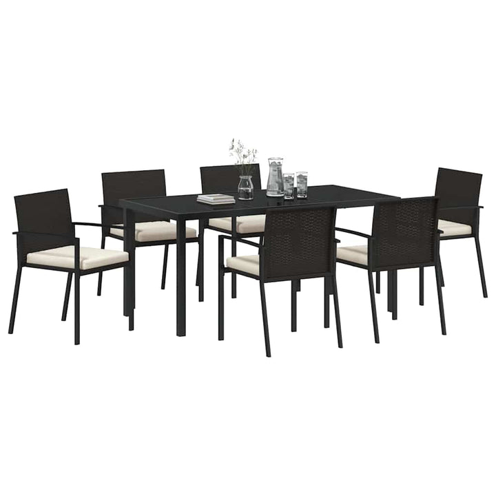 Have Spisebordssæt 7 pcs Sort Poly rattan