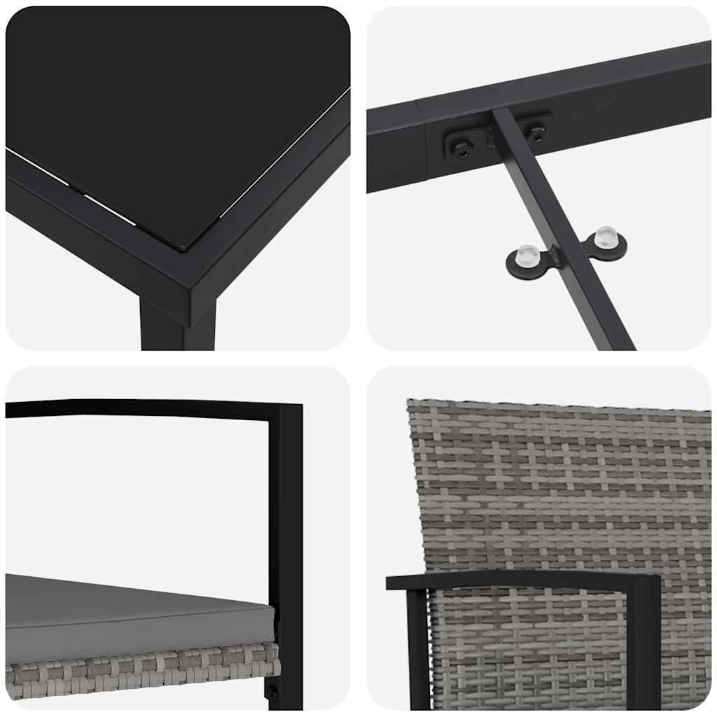 Have Spisebordssæt 3 pcs Grå Poly rattan