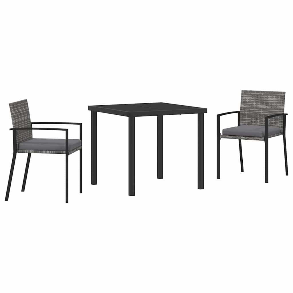 Have Spisebordssæt 3 pcs Grå Poly rattan
