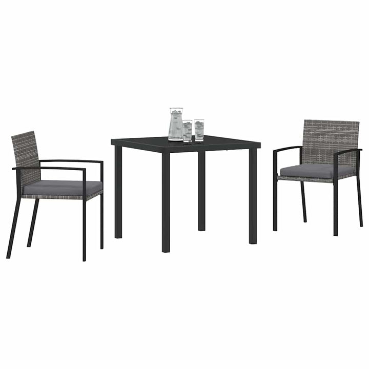 Have Spisebordssæt 3 pcs Grå Poly rattan