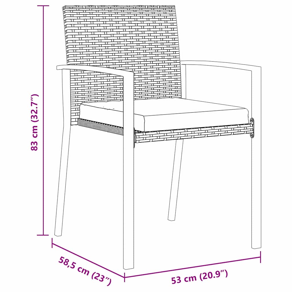 Have Spisebordssæt 3 pcs Grå Poly rattan