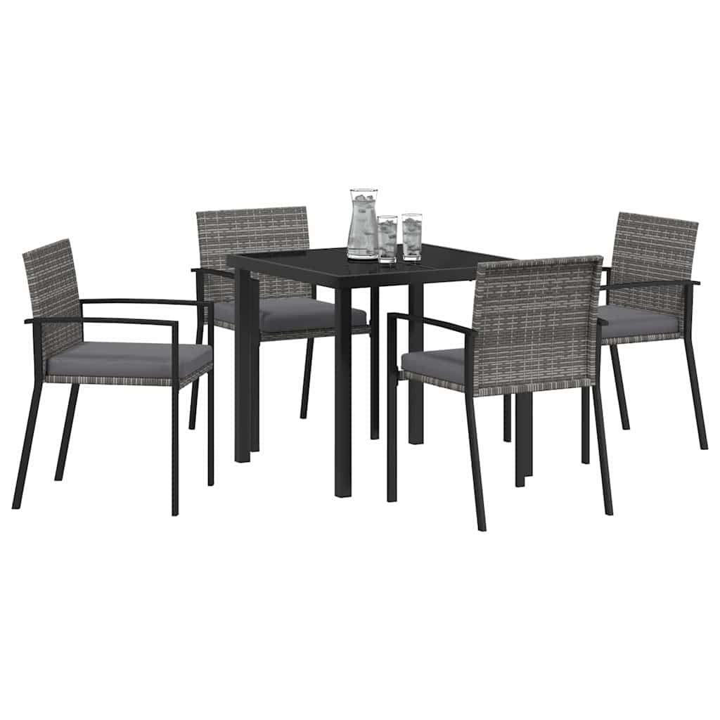 Have Spisebordssæt 5 pcs Grå Poly rattan