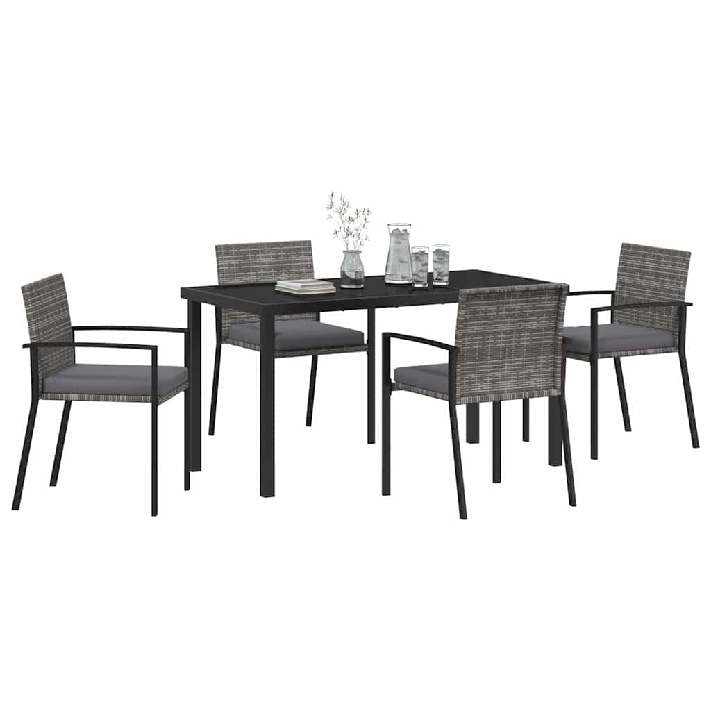 Have Spisebordssæt 5 pcs Grå Poly rattan