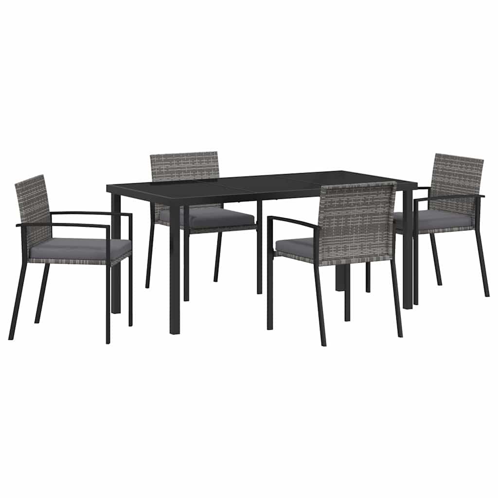 Have Spisebordssæt 5 pcs Grå Poly rattan