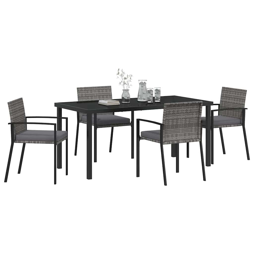 Have Spisebordssæt 5 pcs Grå Poly rattan