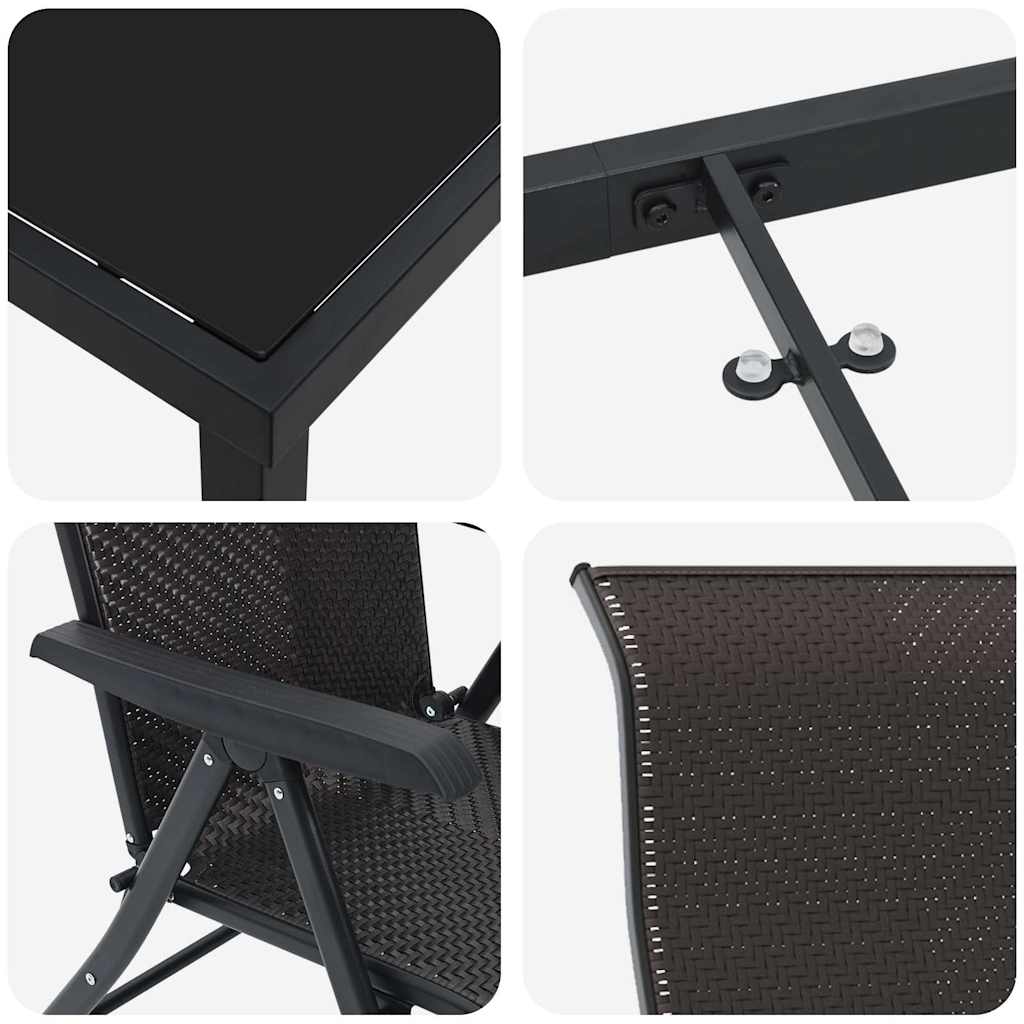 Have Spisebordssæt 5 pcs Sort kaffe Poly rattan
