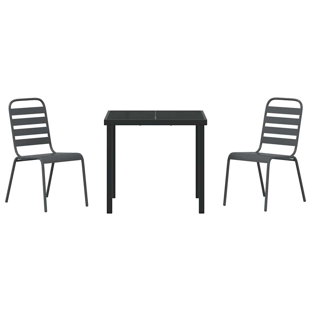 Have Spisebordssæt 3 pcs Mørkegrå Stål