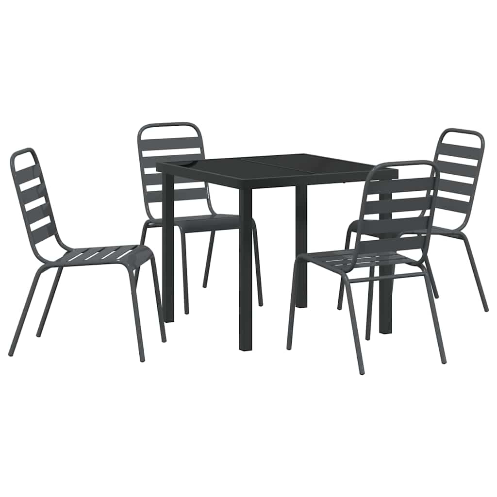 Have Spisebordssæt 5 pcs Mørkegrå Stål