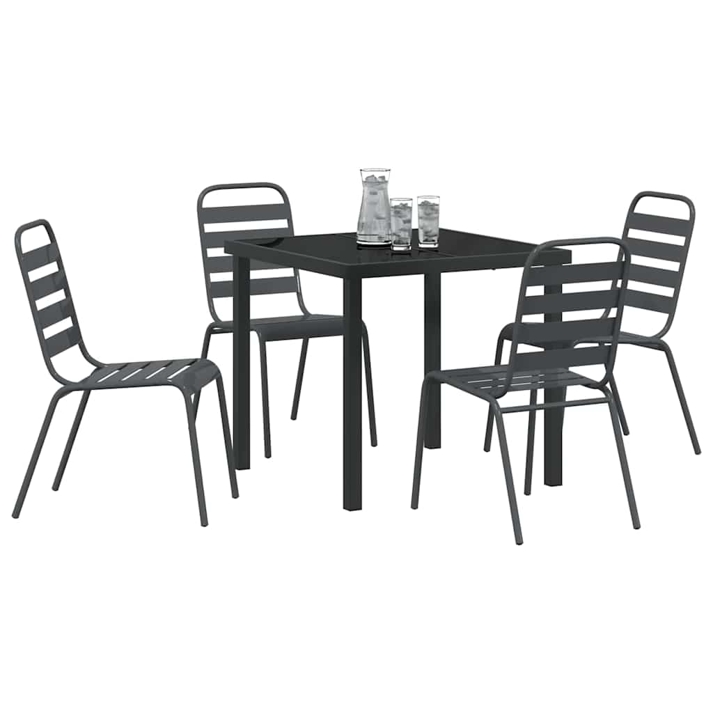 Have Spisebordssæt 5 pcs Mørkegrå Stål