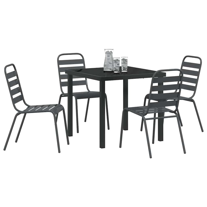 Have Spisebordssæt 5 pcs Mørkegrå Stål