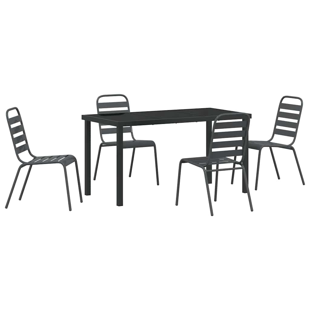 Have Spisebordssæt 5 pcs Mørkegrå Stål