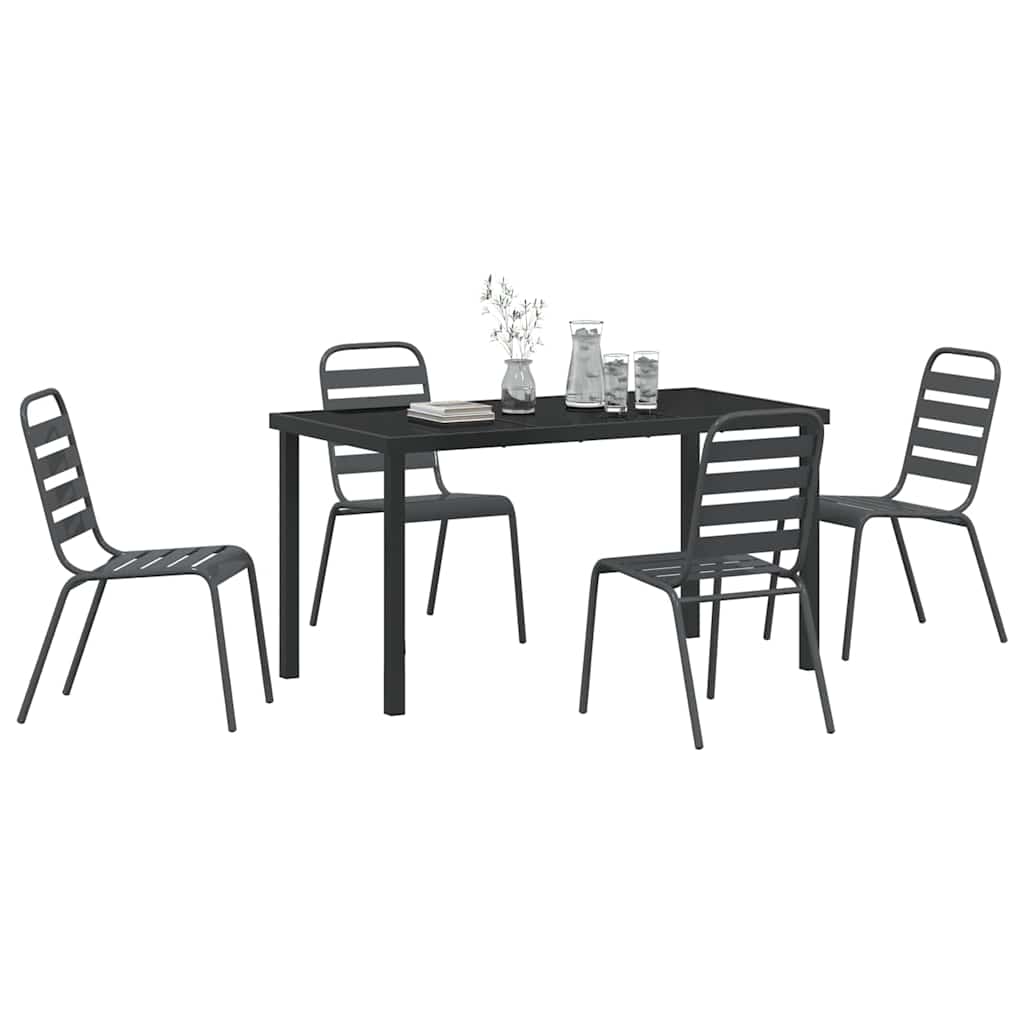 Have Spisebordssæt 5 pcs Mørkegrå Stål