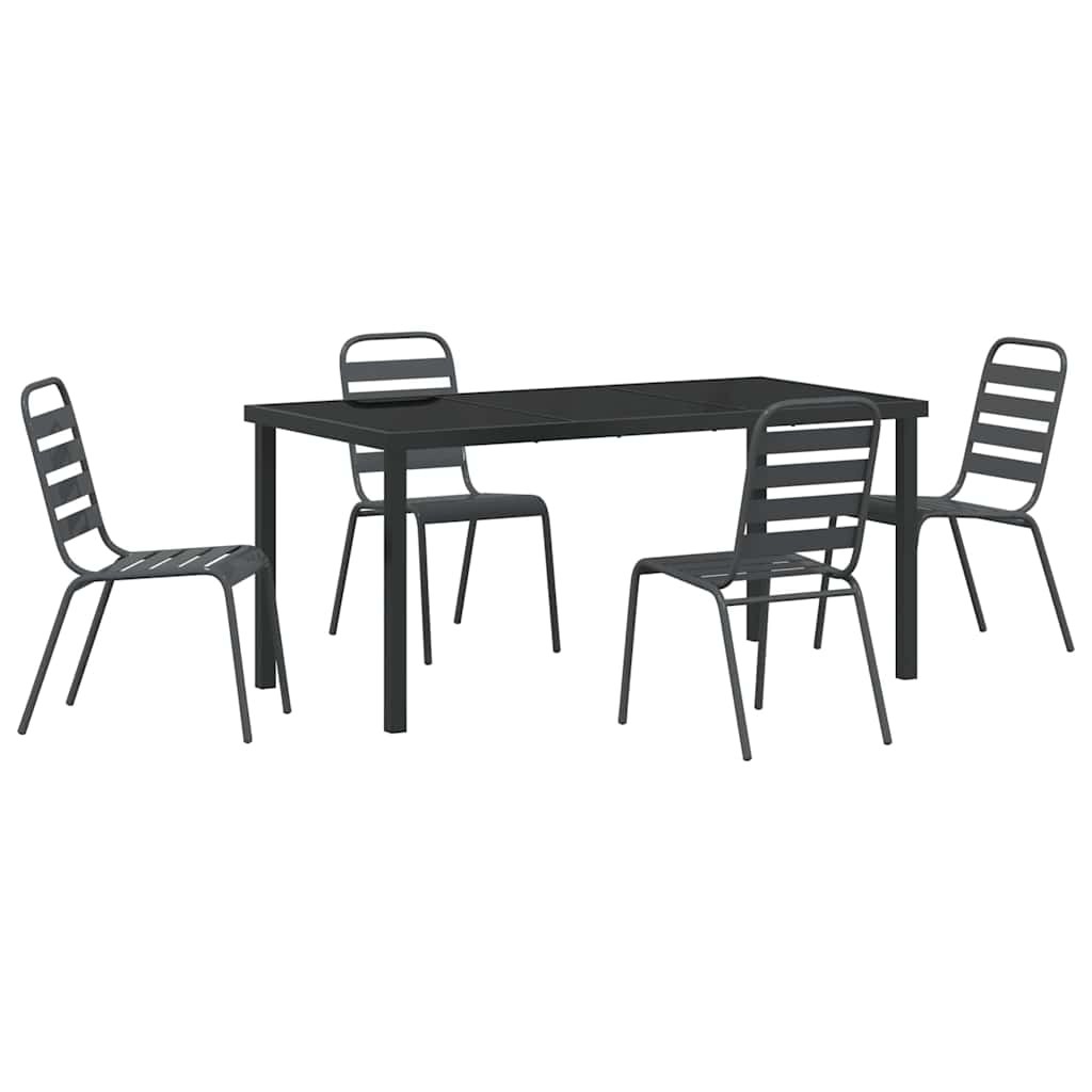 Have Spisebordssæt 5 pcs Mørkegrå Stål