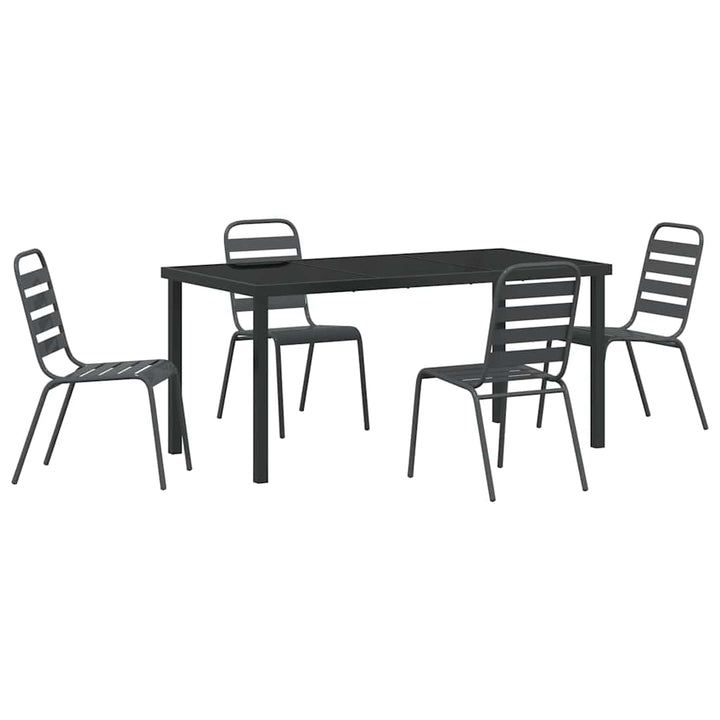 Have Spisebordssæt 5 pcs Mørkegrå Stål