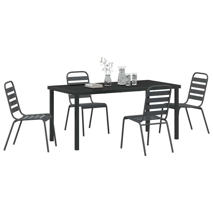 Have Spisebordssæt 5 pcs Mørkegrå Stål