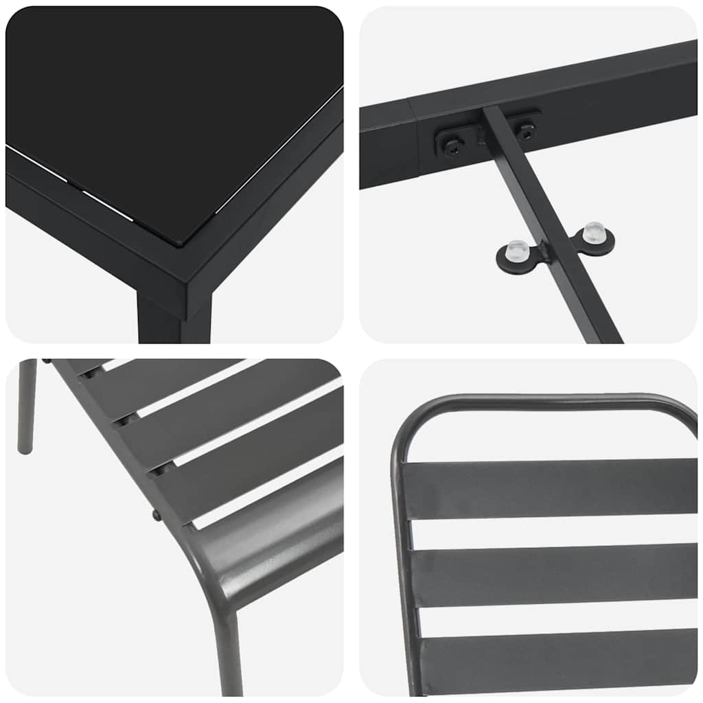 Have Spisebordssæt 7 pcs Mørkegrå Stål