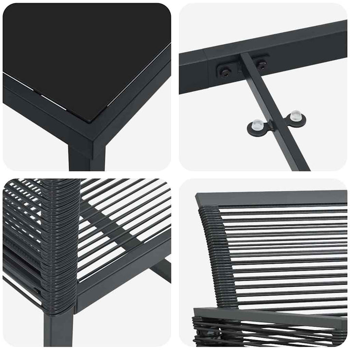 Have Spisebordssæt 3 pcs Sort Poly rattan