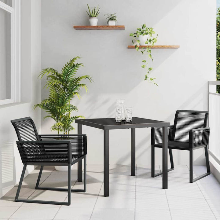 Have Spisebordssæt 3 pcs Sort Poly rattan